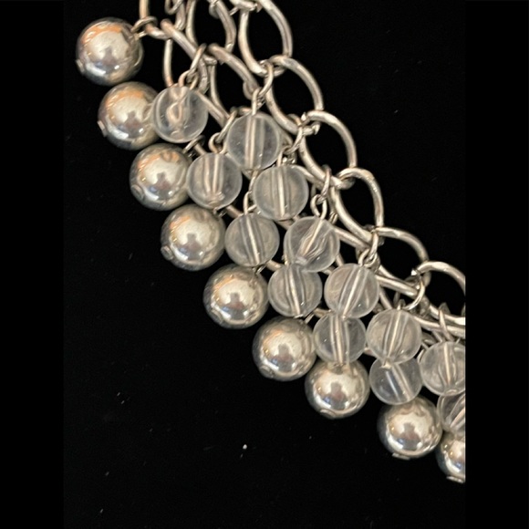 Statement Piece Wide Chain with Multiple Clear and Silver Color Beads - Picture 3 of 4